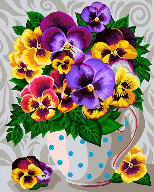 EverShine Diamond Painting Flowers Full square Cross stitch Diamond Embroidery Corner pansy Picture of rhinestones Wall decor 7720