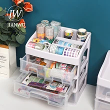 

JIANWU Multifunctional Desktop Storage Drawer Transparent High Capacity Stationery Desk Organizer for Cosmetics Pens Accessories