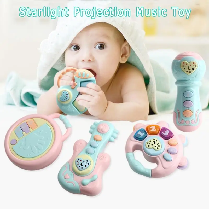 

Baby Kid Ring Bell Hand Rattle Darling Musician Beat Drum Microphone Guitar Piano 0-3 Years Old Early Childhood Education Wisdom