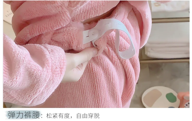 RN-9 Winter Cartoon Coral Fleece Maternity Cothing Womens Flannel Nightwear Pregnant Pajamas Sets Nursing Sleepwear Suit
