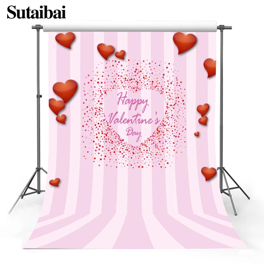 Rosa Happy Valentine Day Photography Background Wall Cloth Red Love Heart Febbraio 14 Lovers Portrait Photography Photo Banner