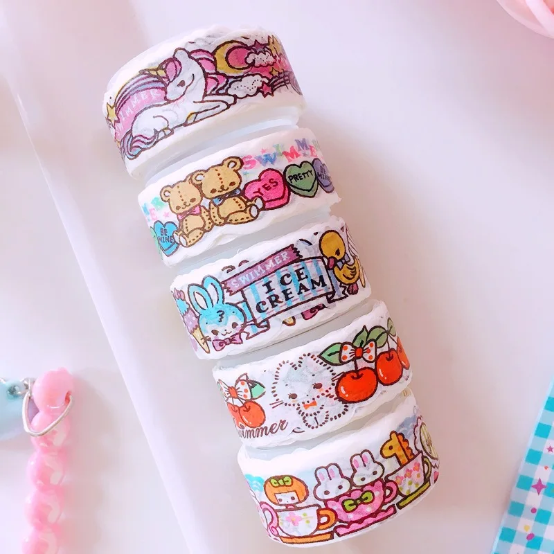 Милый Кот декоративная клейкая лента Kawaii Девушка сердце Кролик Маскировка васи лента дневник DIY Скрапбукинг наклейка школьные канцелярские принадлежности