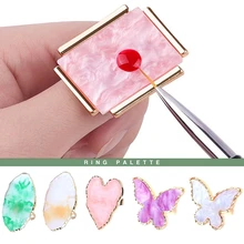 

1Pc Resin Stone Nail Art Ring Palette Finger Ring False Nails Tips Drawing Color Mixing Display DIY Manicure Polish Gel Tool