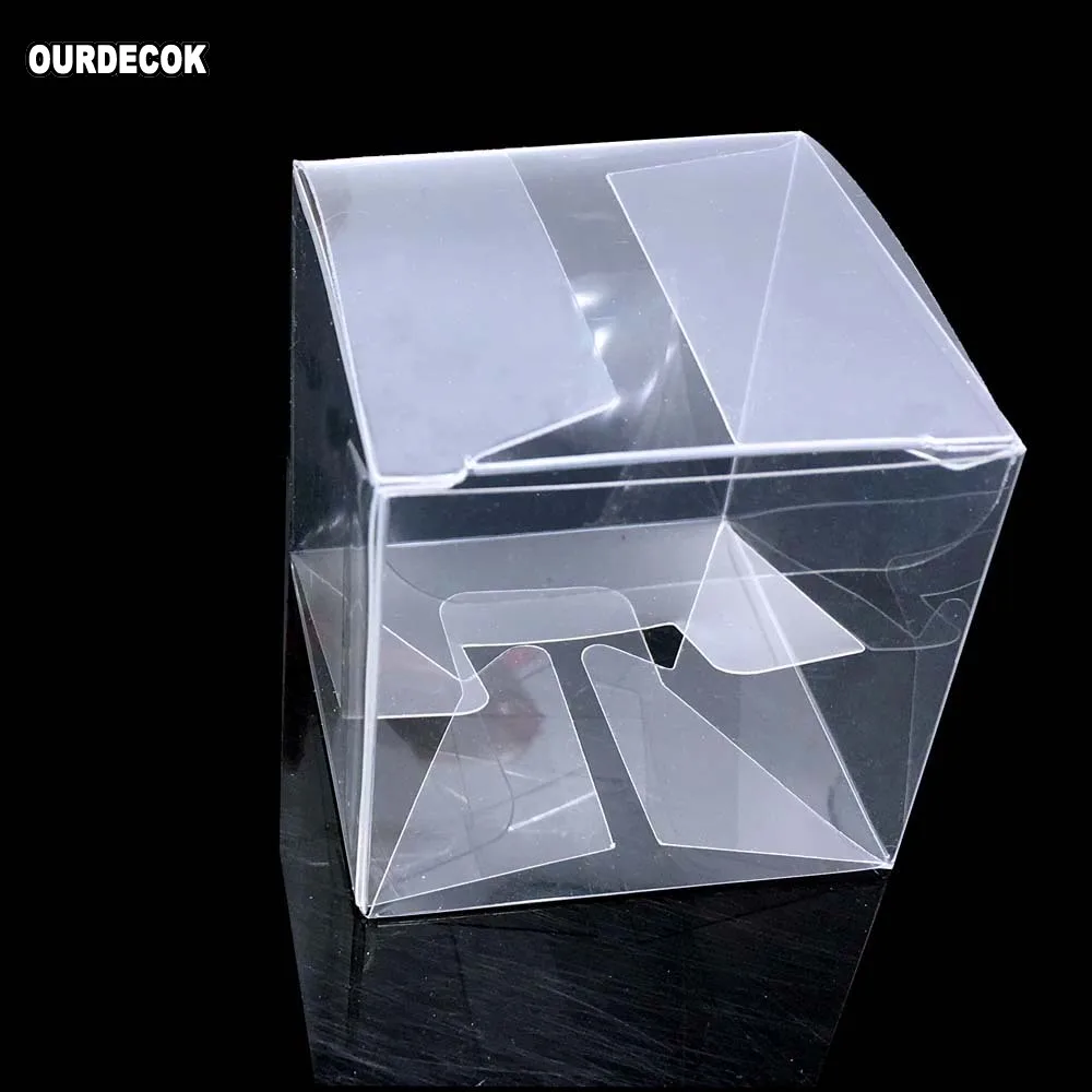 50 шт./лот, ПВХ квадратные подарочные коробки, Подарочная коробка для конфет, Сувенирная Коробка, прозрачная коробка для шоколада, десерта, 5x5x5 см
