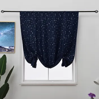 

Short Curtains for Kids Bedroom Star Print Rod Pocket Roman Blinds Elegant Kitchen Living Room Window Door Treatments Hot Sale