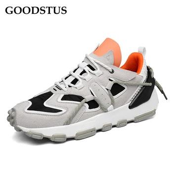 

GOODSTUS Men Clothing Casual Shoe Breathable Comfortable Height Increase Lace-Up Solid New Fashion Couple Clunky Sneaker