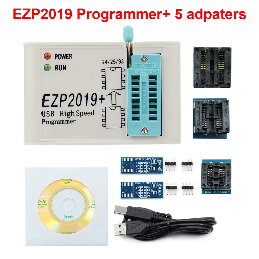 best car battery charger ezp 2019 support WIN7&8 64bit NEW EZP2019 high-speed USB SPI Programmer 24 25 93 EEPROM 25 flash bios chip EZP2019 12 adapter auto battery charger Code Readers & Scanning Tools