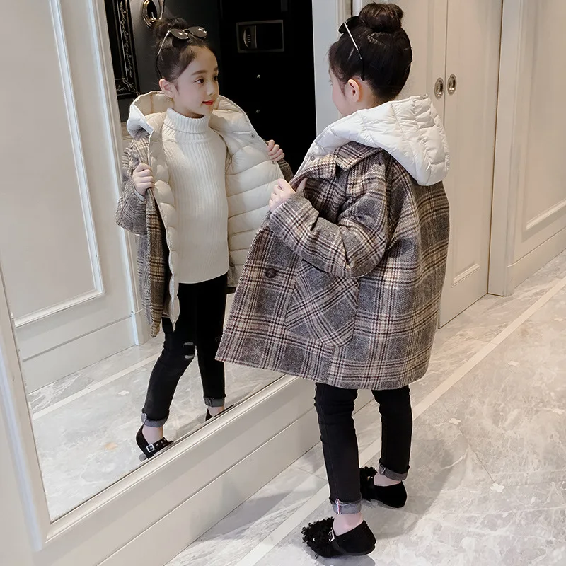 

Girls Padded Cotton Clothes Winter Cotton Coat 2018 New Style Korean-style Children Big Boy Western Style Long Cotton-padded Jac