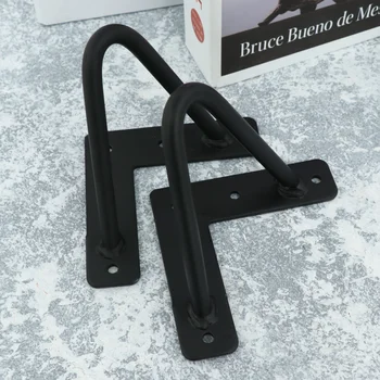 

4 Inch Size Simple Table Bracket Solid Reinforced Metal Table Leg Set U-shaped Simple Style Table Legs(Black)