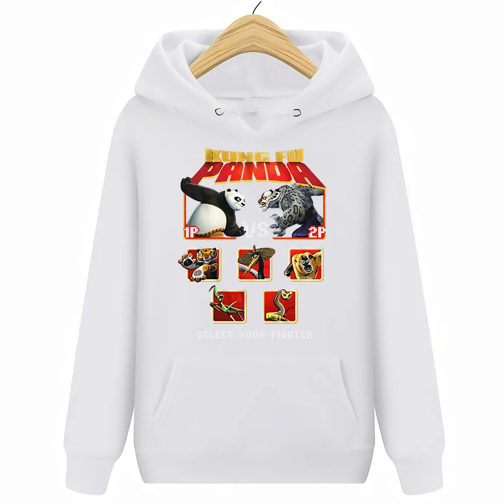 Белый Kung Fu Panda Kids Movie Po V's Tai Lung/толстовки с бойцами S-3XL - Цвет: Белый