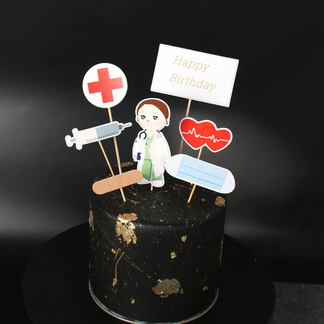 7pcs/lot Doctor Design Happy Birthday Cake Topper Nurse Birthday ...