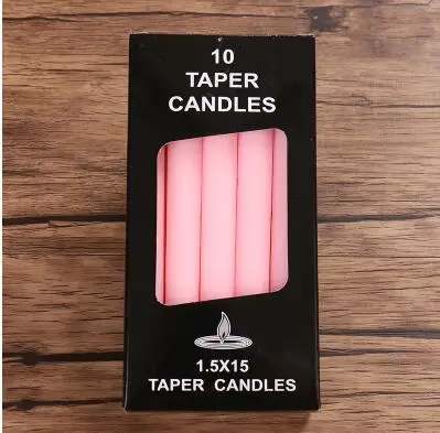 pink 10 шт обычные бытовые свечи, Красная белая свеча для ужина при свечах, Валентина, украшение свадебного стола - Цвет: pink