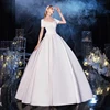 Vestido De Noiva 2024 Short Sleeve Classic Satin Lace Up Wedding Ball Gown Luxury Wedding Dresses Robe De Mariee Customized 3