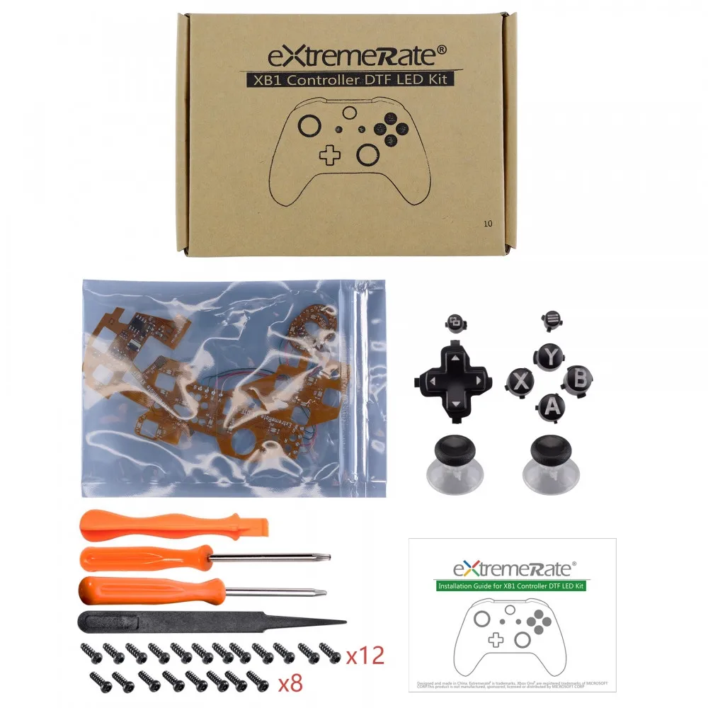 X1LED02 Многоцветный светящийся D-pad Thumbstick Start Back Кнопка ABXY(DTF) светодиодный комплект для Xbox One standard, Xbox One S X контроллер - Цвет: X1LED02