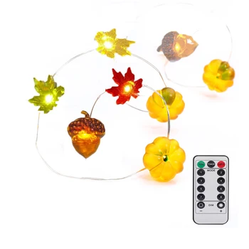 

Pumpkin Maples Acorns String Lights Fall Decor for Fall Autumn Halloween Thanksgiving Home Party Holiday DIY Decorations TB