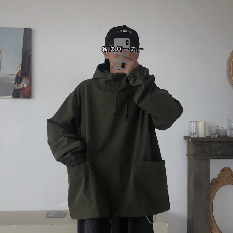 

2019 Autumn New Harajuku College Style Korean Version Of The Personality Casual Men's Tooling Printing Hooded Pullover