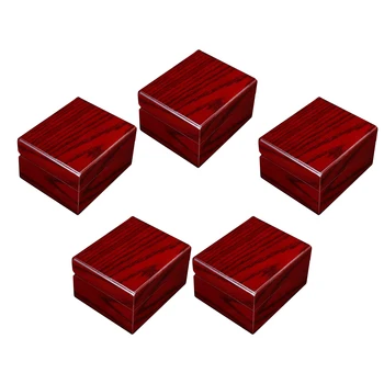 

5pcs Red Wooden Watch Box Holder Organizer Bracelet Storage Case W/ Pillow