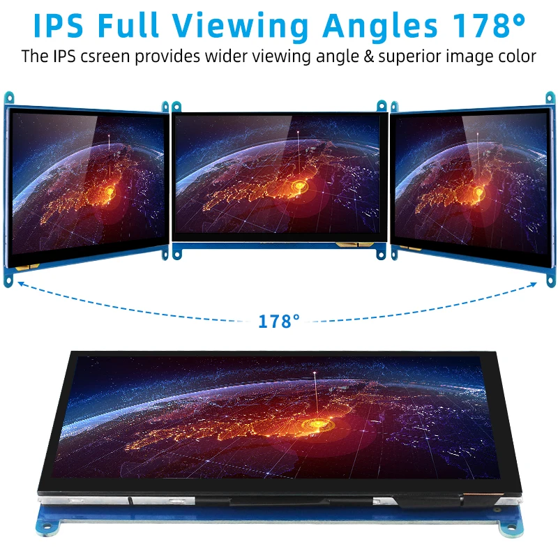 7 Inch Display Raspberry Pi 4 Touch Screen LCD 1024*600800*480 TFT with Holder Option for Nvidia Jetson Nano PC/RPi 3B+/Laptop