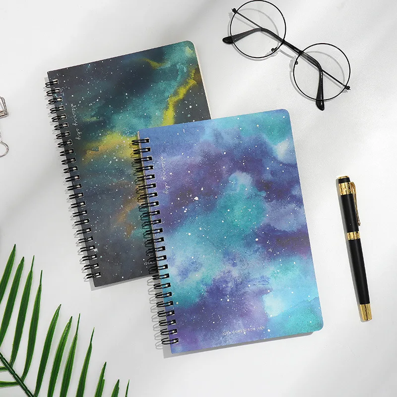 EZONE B5 Starry Night Notebook Thicken Notebook Sprial Loose Leaf Notebook Freshness Craetive Memo Pad School Office Stationery