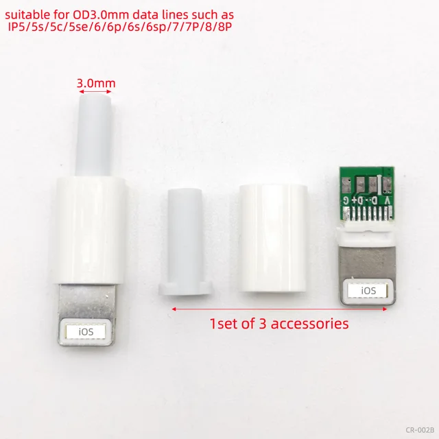 2A 4pin Lightning Dock USB Plug 8p with chip board Male connector  DIY welding Data cable interface For iphone IOS 5/6s/7/8 plus 10sets