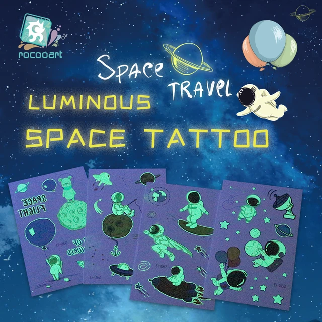 Tatuajes temporales luminosos para niños, falsos impermeables