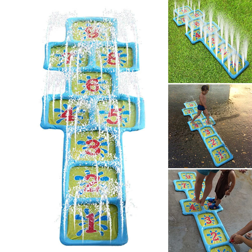 Summer Hopscotch Number Children Courtyard Water Sprinkler Outdoor Pool Accessories Playing Splash Spray Game Mat Inflatable Toy