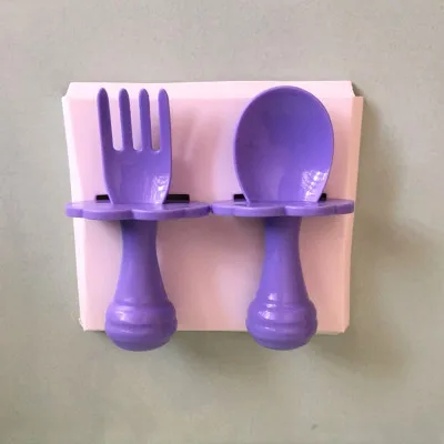 Purple Детская тренировочная вилка, ложка, набор для новорожденных, Feeidng, ложка для супа, яркие цвета, детское питание, дополнительная вилка для фруктов, безопасная посуда из полипропилена - Цвет: Purple