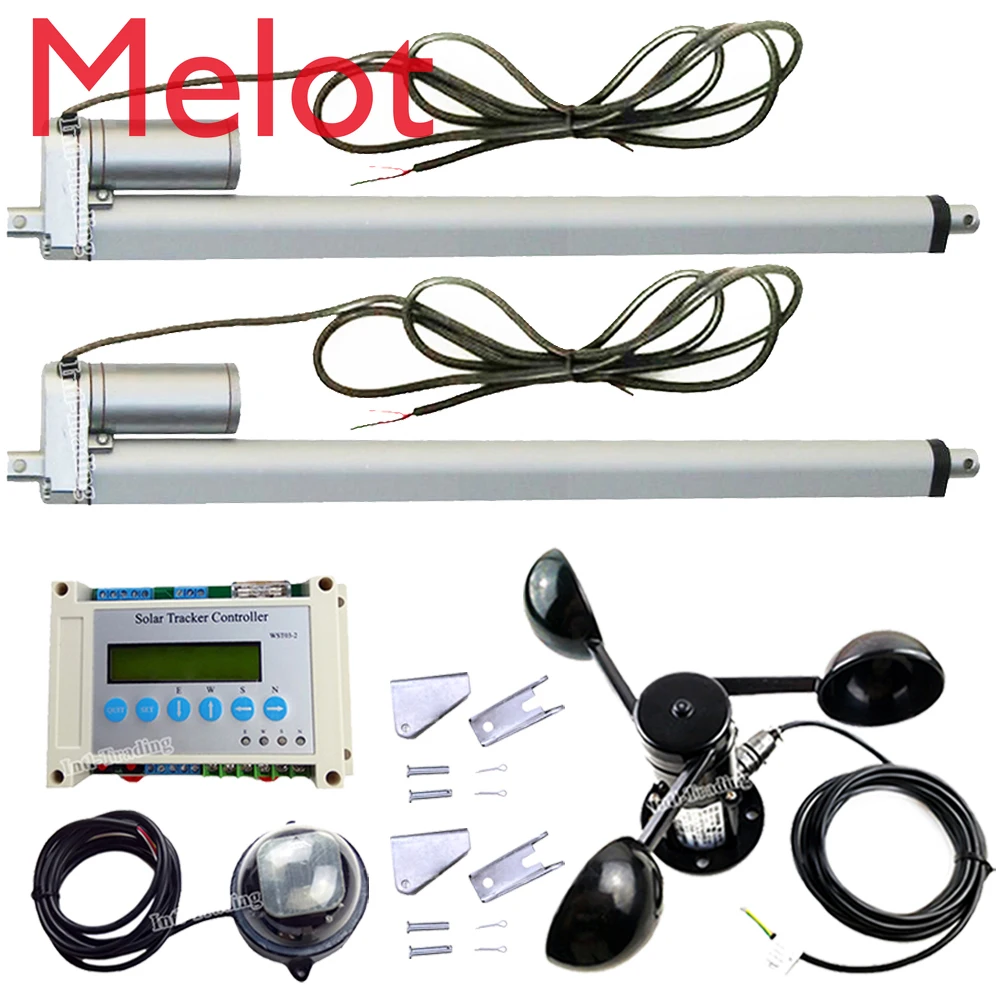

Complete Solar Panel Tracker 18" Linear Actuator Motor +LCD Controller +Anemometer DIY 1KW KW Dual Axis Sunlight Tracking System