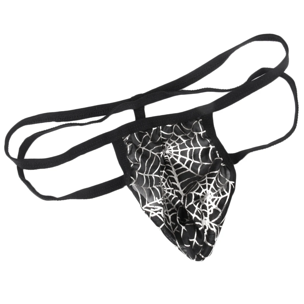 Mens Spider Web Posing Pouch Jock Strap Briefs Thong T-back G-string Underwear