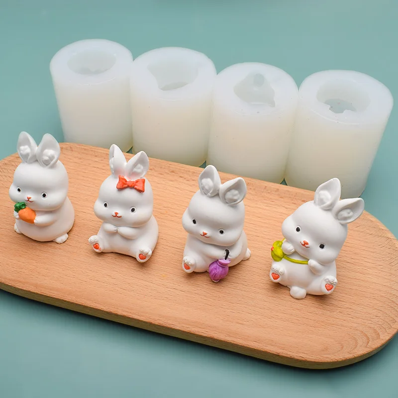 1Pcs Lovely Animal Rabbit Bunny Soap Candle Mold Silicone Mold Aroma Gypsum Plaster Resin Mould DIY Handmade Crafts Molds