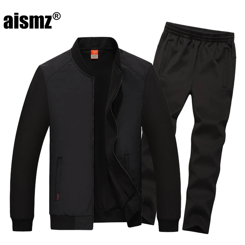 Aismz Fashion Autumn Winter Men Sporting Suit Jacket+Pant Sweatsuit 2 Piece Set Sportswear Mens Clothing Tracksuit Set