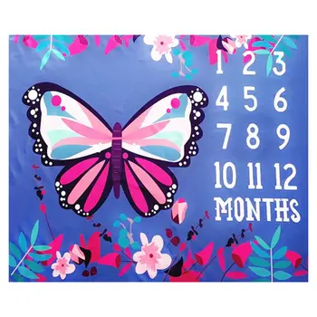 

Baby Monthly Milestone Blanket Butterfly Photography Backdrop Cloth Newborns Photo Drops Blanket for Infants Boys Girls