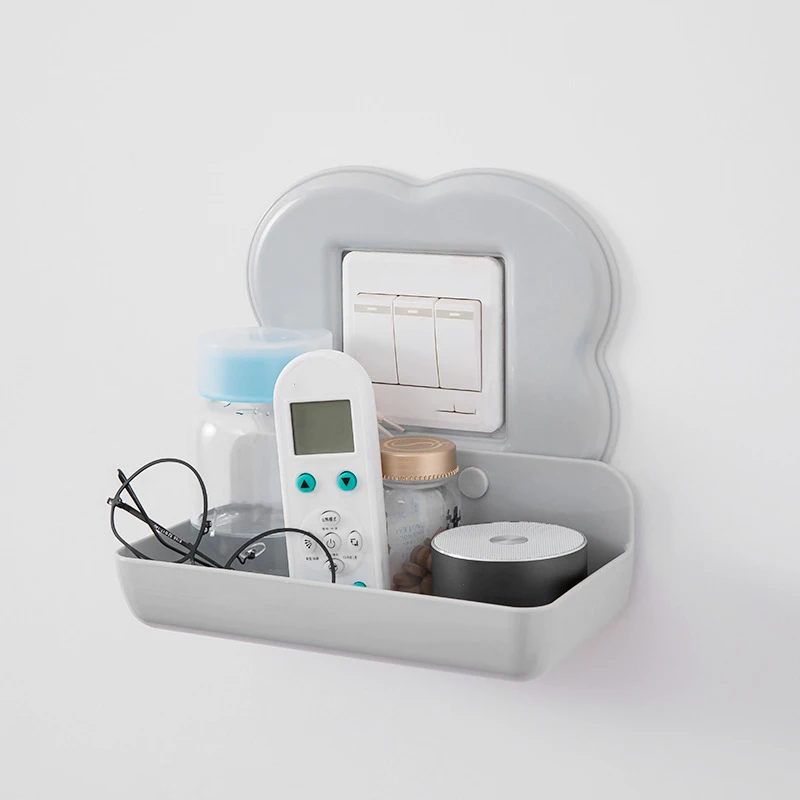 

Plastic Wall Mounted Organizer Storage Box Remote Control Air Conditioner Storage Case Mobile Phone Plug Holder Stand Container