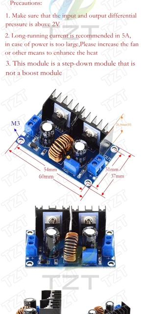 DAOKAI XL4016E1 Convertitore Buck XH-M401 Modulo Regolatore Di Tensione Step -down DC-DC Alimentatore PWM Regolabile Da 4-40 V A 1,25-36 V, 8A 200W Alta Corrente Ad Alta Potenza (2 Pezzi - Foto 12