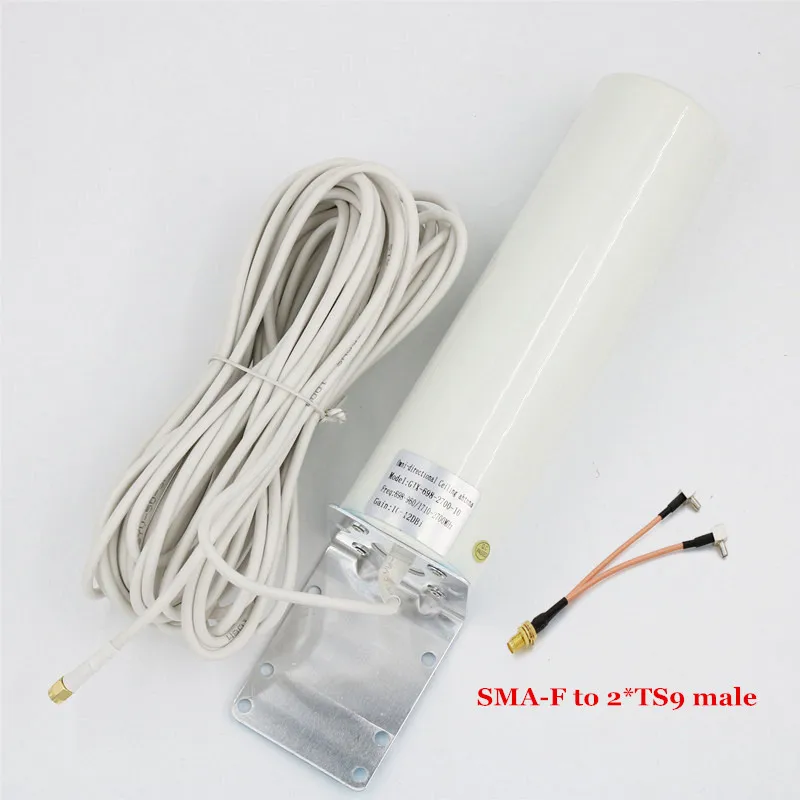 Dual TS9 male 4G LTE antenna 3G 4G external antennna SMA-M outdoor antenna with 10m and SMA-F to CRC9/TS9/SMA connector for 3G 4G router modem - Цвет: Dual TS9 male