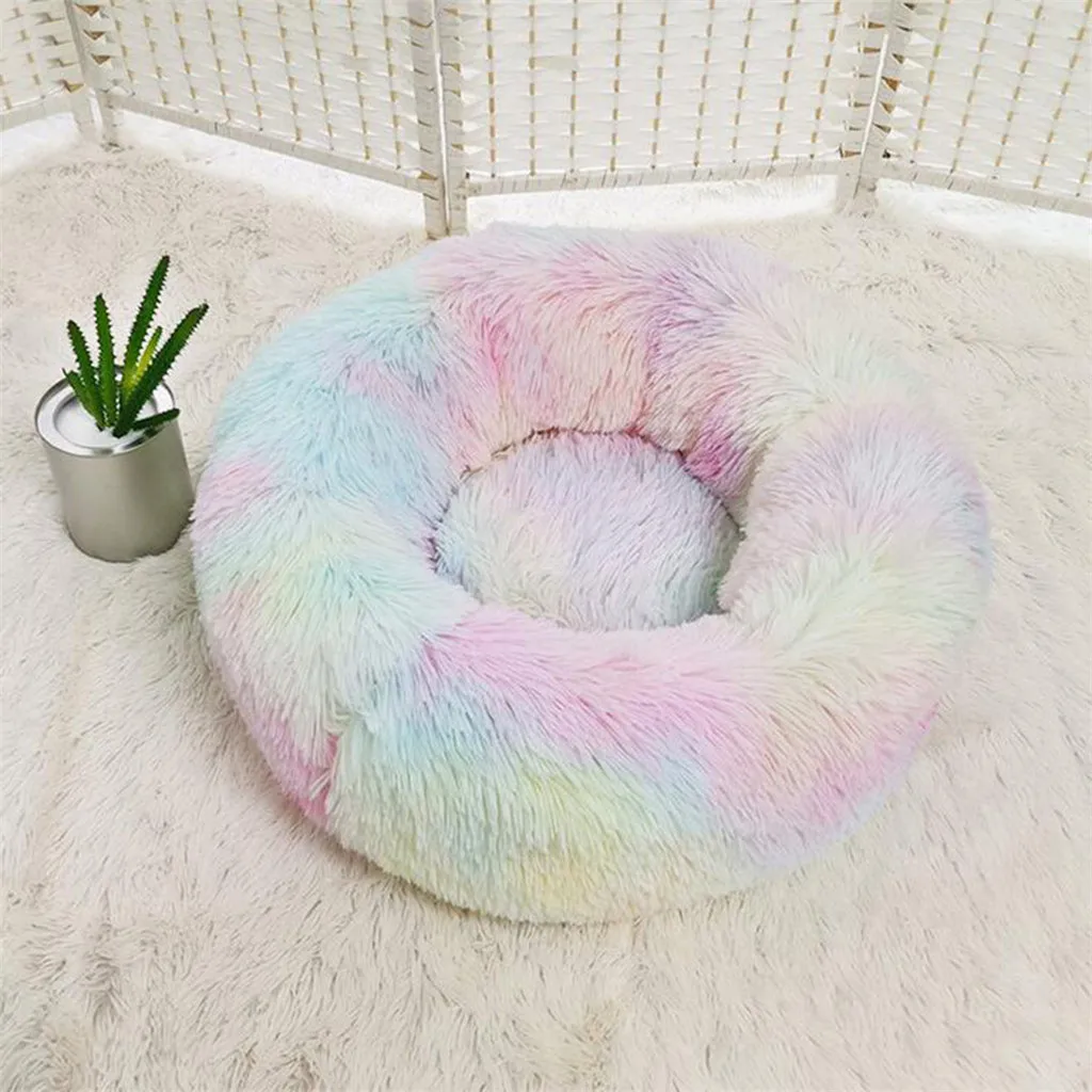 Plush Super Soft Pet Bed Kennel Dog Round Cat Winter Warm Sleeping Bag Puppy Cushion Mat Portable Cat Supplies 40/50/60cm