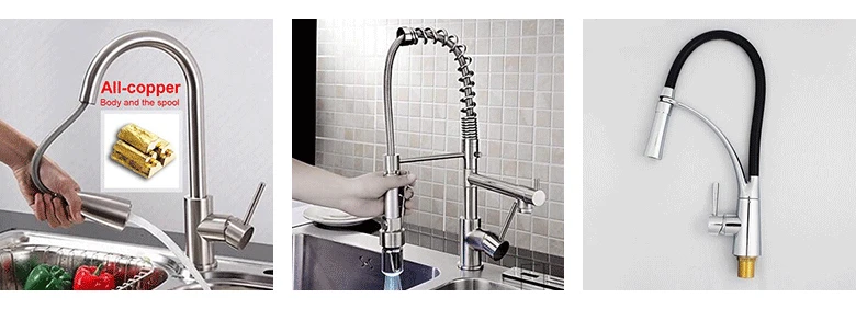 Vidric Kitchen Faucets Pull Out Kitchen Taps Single Hole Handle Swivel 360 Degree hot and cold Water Silver Mixer Tap EK89019
