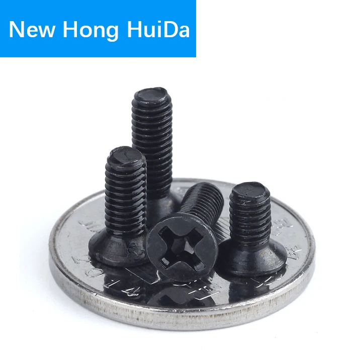 

M1 M1.2 M1.4 M1.6 M1.7 Phillips Cross Recessed Flat Head Machine Screw Metric Thread Countersunk Head Bolt Black Steel