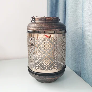 

Hollowed Out Bar Retro Style Candle Holder Ornament Restaurant Wrought Iron Home Decor Kitchen Wedding Props Hanging Candlestick