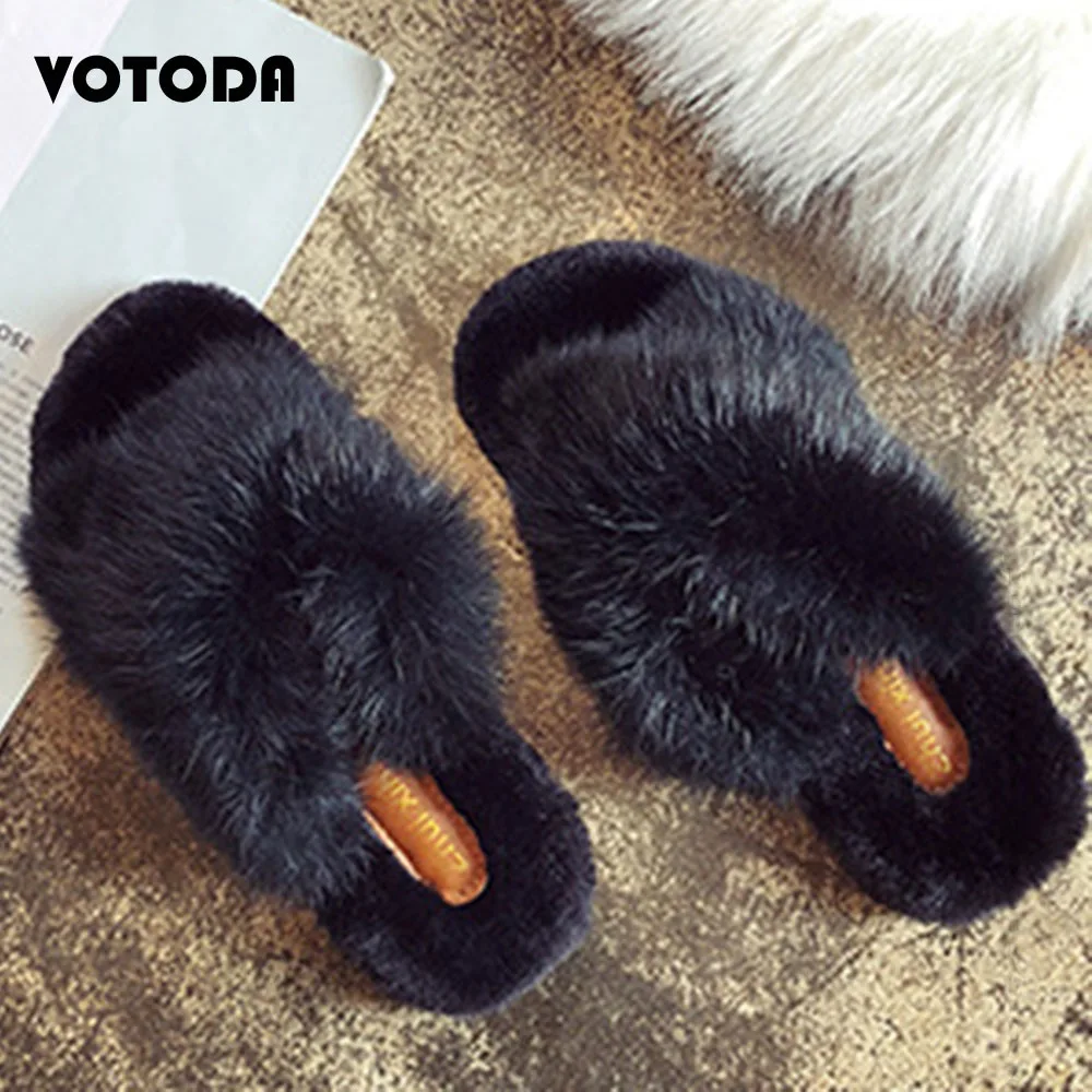 

Winter lady Rabbit Hair Slippers Cross Plush Slides Fashion Flat Comfortable Slip Indoor Shoes Fluffy Furry Casual House Slipper
