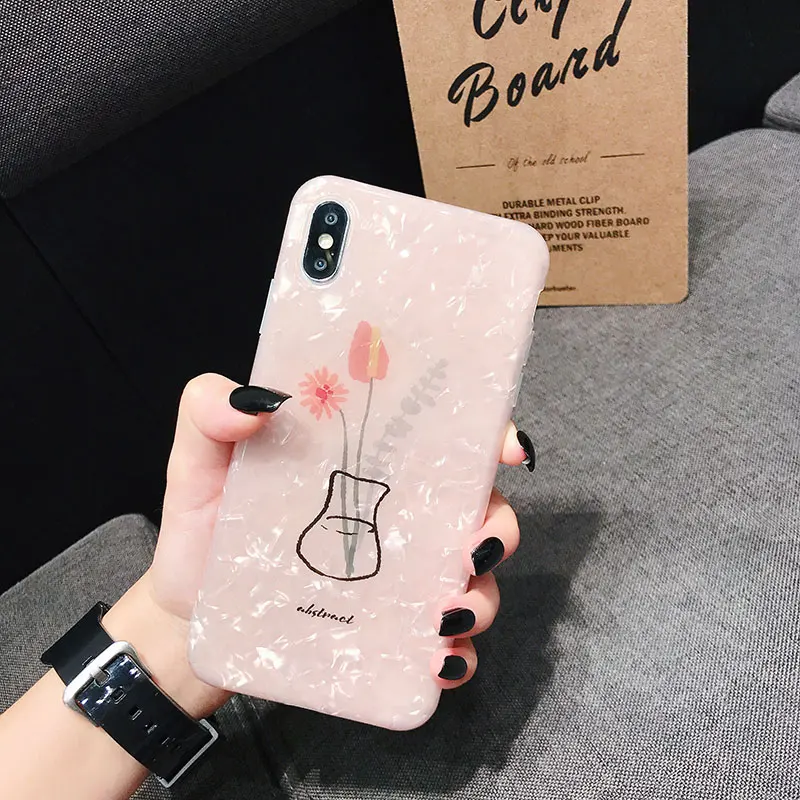 Элегантный розовый цветочный чехол для iPhone XS Max XS i8 Ins модный защитный чехол для iPhone 7 8 Plus 6 6s Coque