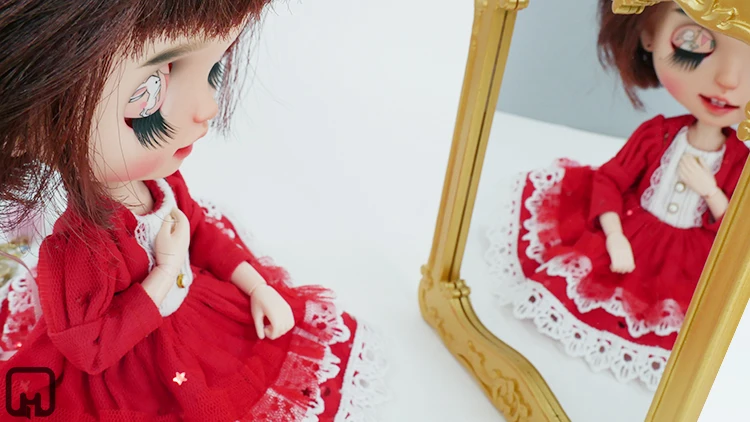 1/6 масштаб миниатюрный кукольный домик деревянные мини куклы ручной работы Милый Винтажный Золотой Стиль Мебель зеркало
