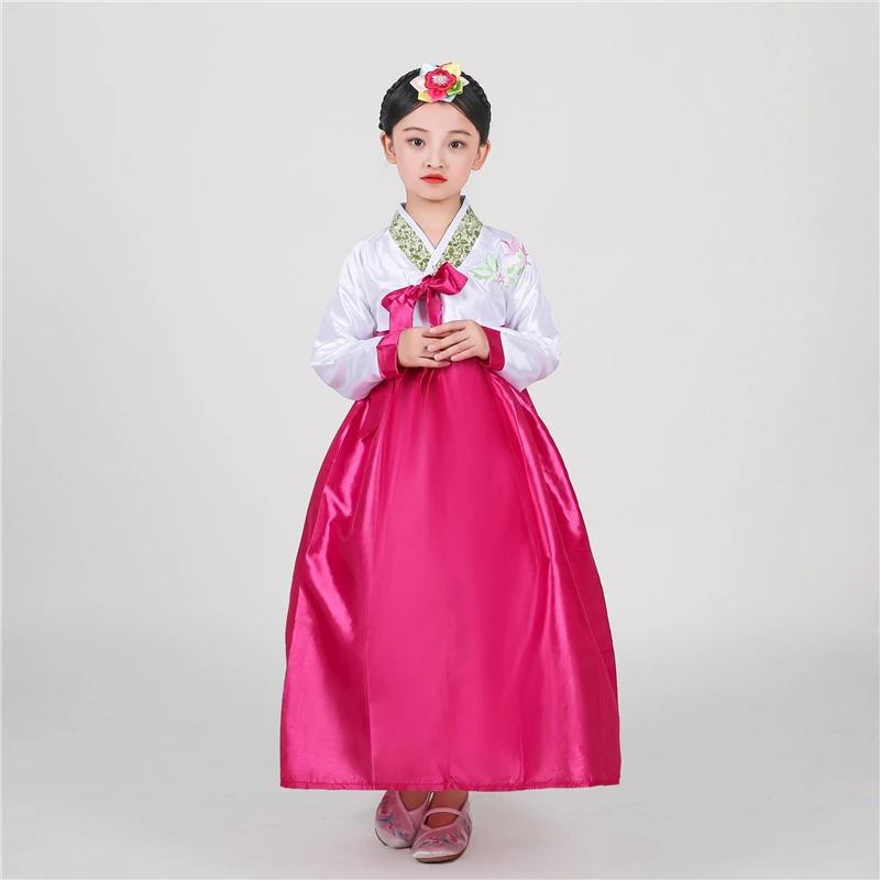 Традиционная одежда в Корейском стиле; детское платье с вышивкой для девочек; подарок на год; Рождественский праздничный костюм с длинными рукавами
