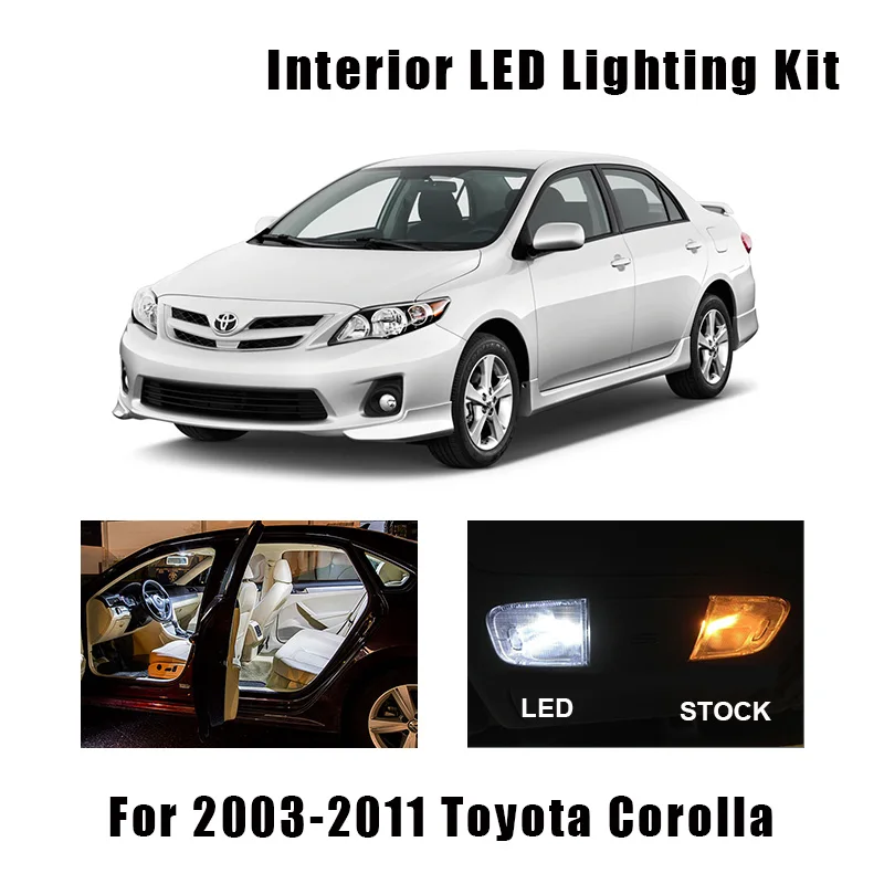 Светодиодный светильник для салона 9 ламп белый Toyota Corolla 2003 2006 2007 2008 2009 2010