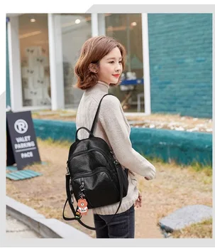 

2020 new PU soft fine lines ladies backpack multifunctional backpack student schoolbag backpack purse small backpack