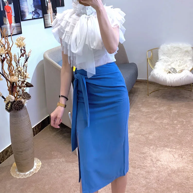 Nancylim многослойная шифоновая, с завязывающимся бантом блузка рубашка Для женщин Весна, лето, осень тонкие Блузы с длинным рукавом для девочек, топы