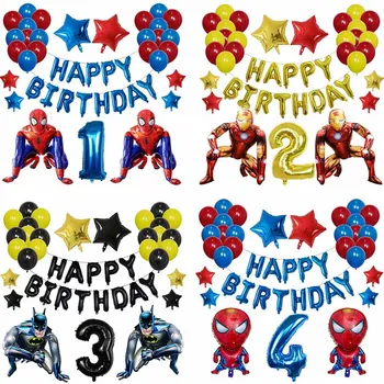 

42pcs Spider Foil man Balloons 30inch Number Balloon 1 2 3 4 5th Birthday Party Decorations Super hero Boy Kids Toys Air Globos