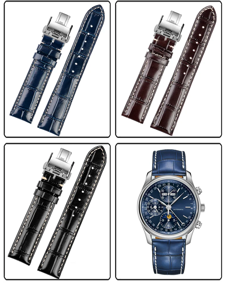 Genuine Leather Watchband Watch Strap For Longines L2 L3 L4 Masters COLLECTION Watch Belt Bracelet Cowhide Strap 19mm 20mm 21mm
