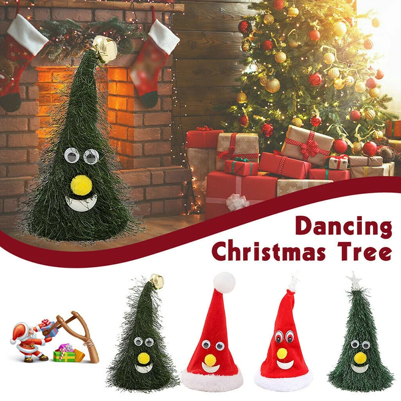 

2021 Hot Sell Electric Swing Santa Hat Christmas LED Light Swing Party Hat Tree Innovative Decoration