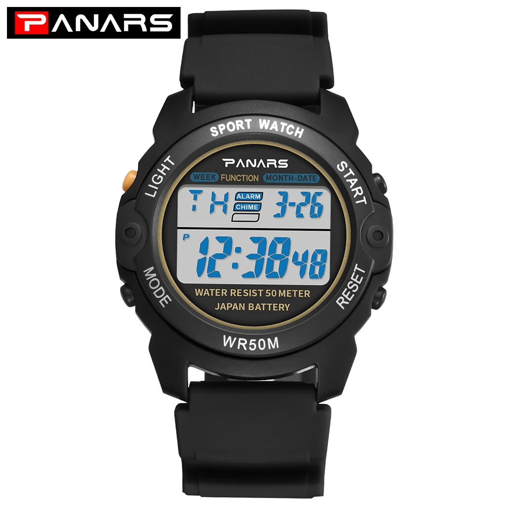 PANARS Electronic Watch Men's Sport Watches Waterproof&shock alarm Luminous Large-screen Digital Watch for men relogio masculino